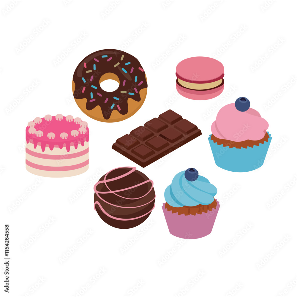 Vector set of delicious dessert foods Vector set of delicious dessert foods