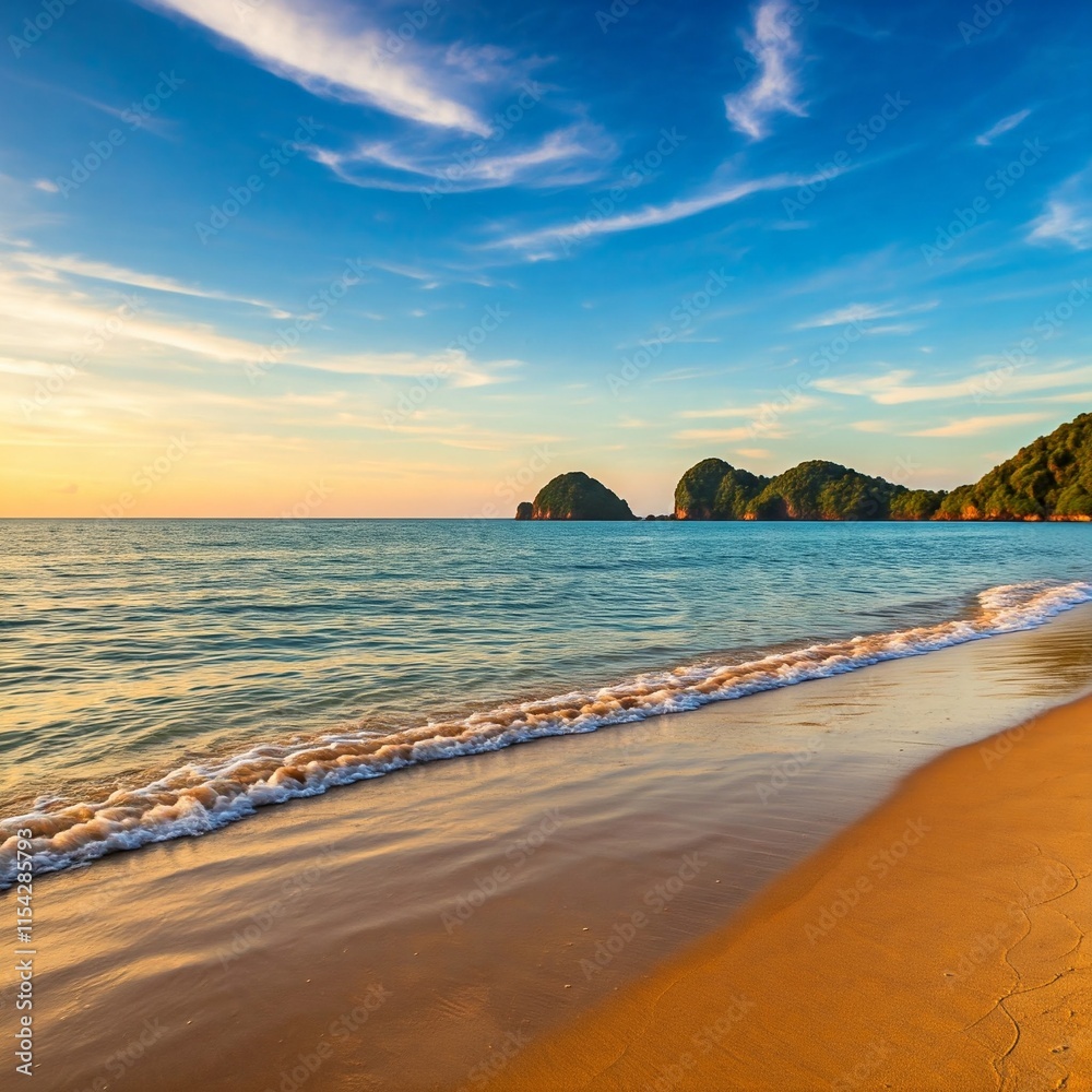 Obraz premium peaceful quiet paradise seascape beautiful seashore under moon light
