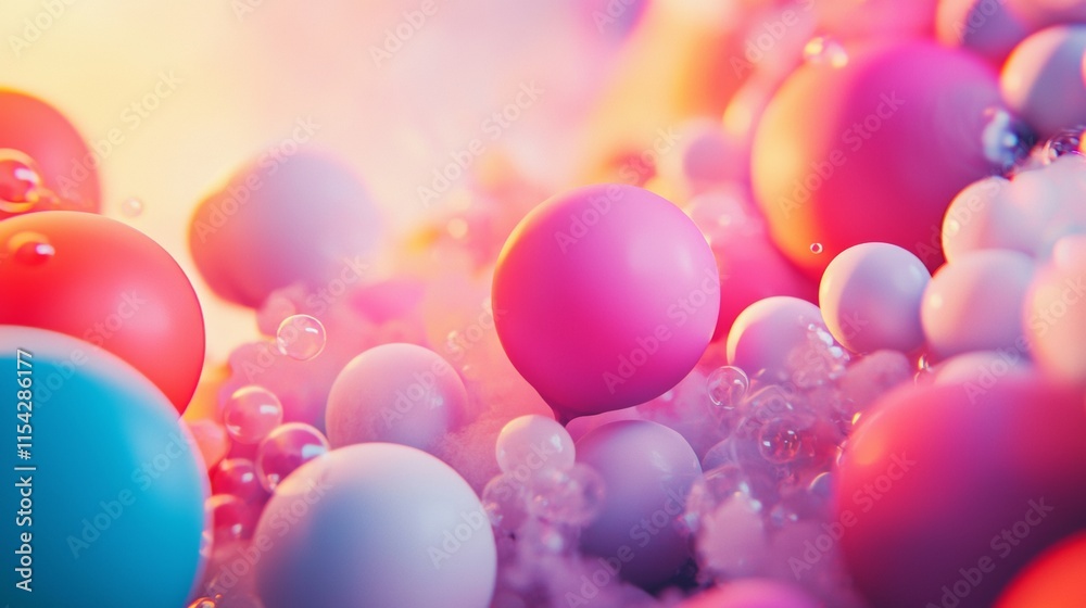 Colorful pastel bubbles with reflections