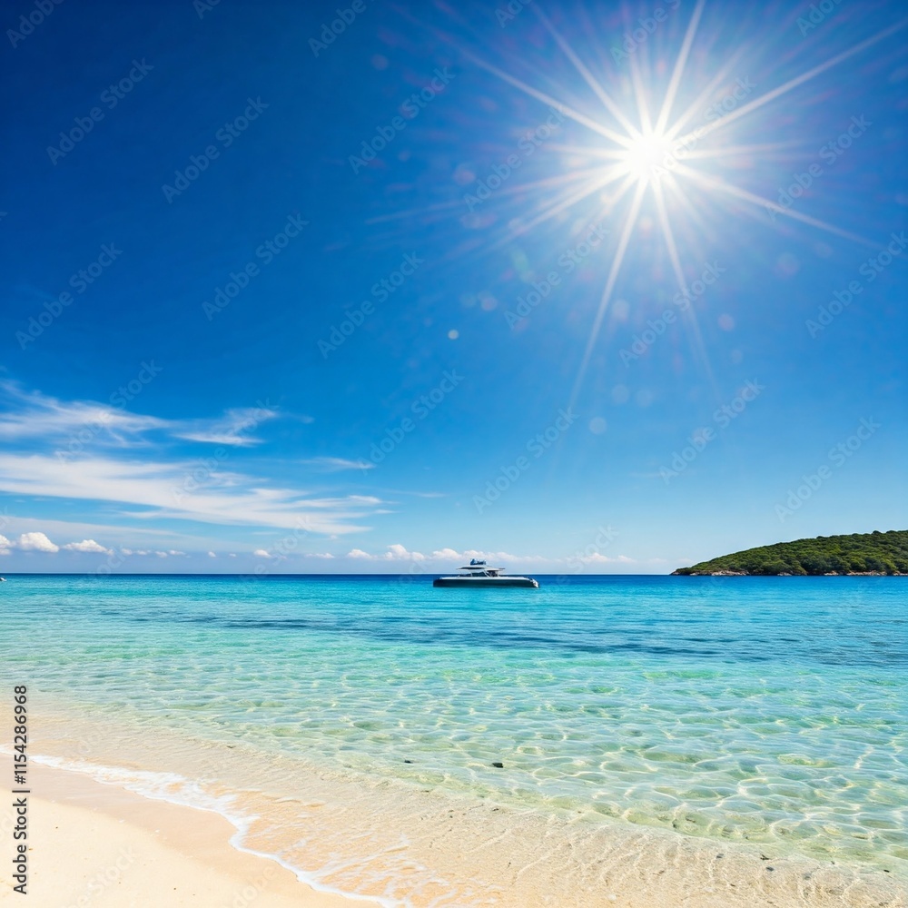 Obraz premium peaceful quiet paradise seascape beautiful seashore under moon light