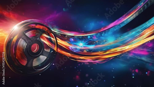 Colorful Dynamic Light Trails Seamless Loop Video Background photo