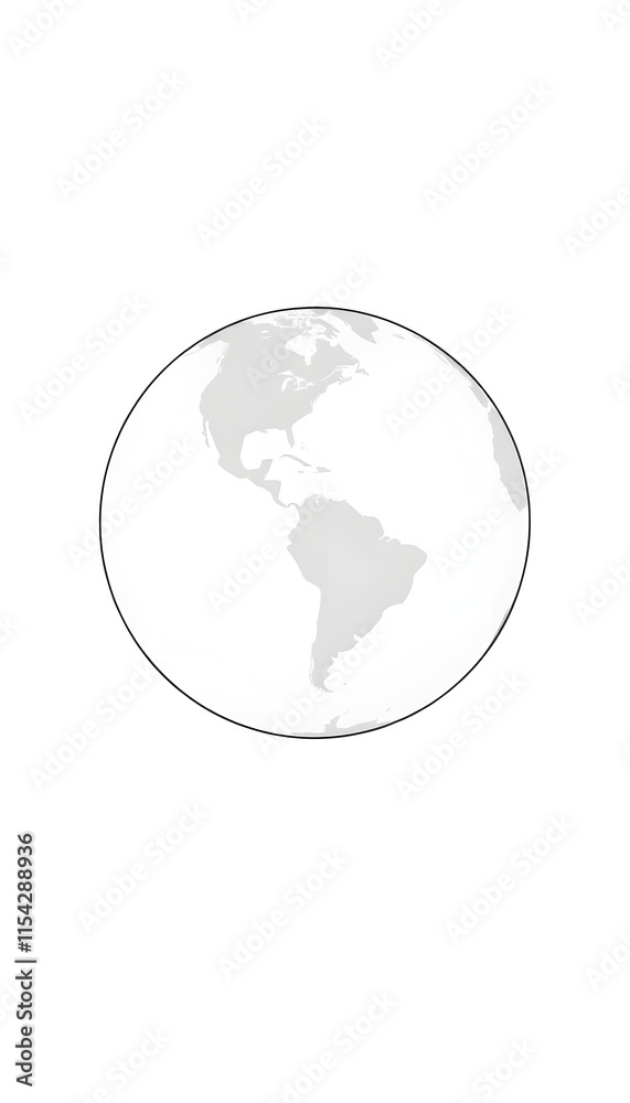 Planet earth globe map with America continent on center isolated outline icon symbol, asian style, with white tones Planet earth globe map with America continent on center isolated outline icon symbol, asian style, with white tones