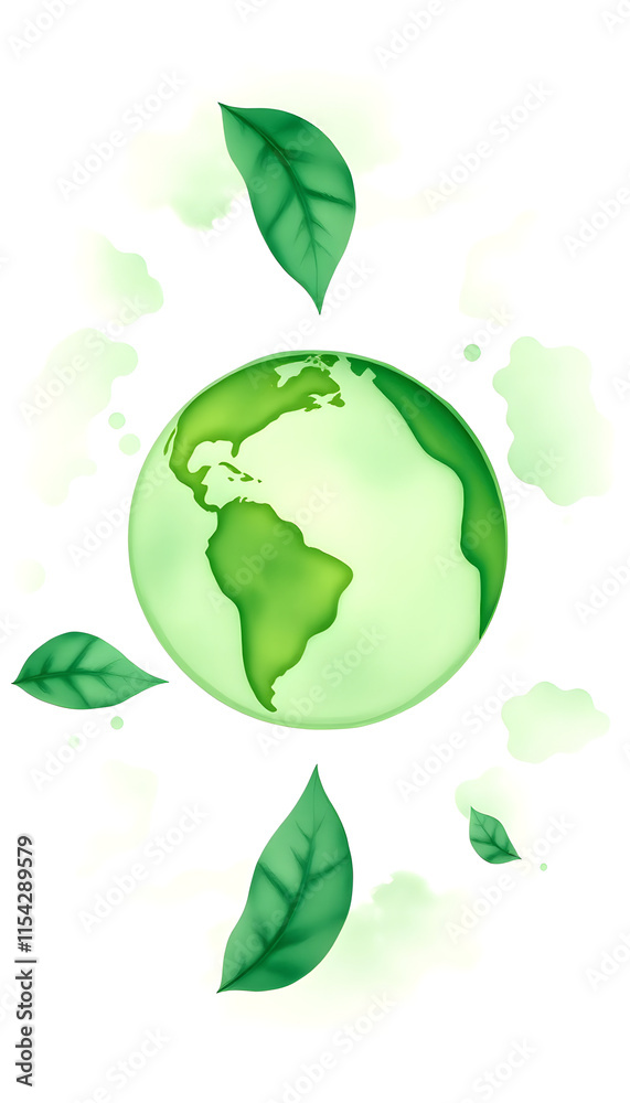 Green earth watercolor art hand drawing. Green Earth icon for environment concept. Transparent png background, dreamy atmosphere, with white tones Green earth watercolor art hand drawing. Green Earth icon for environment concept. Transparent png background, dreamy atmosphere, with white tones