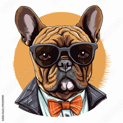 Hipster French Bulldog Icon Vector Image for Creative Design Projects