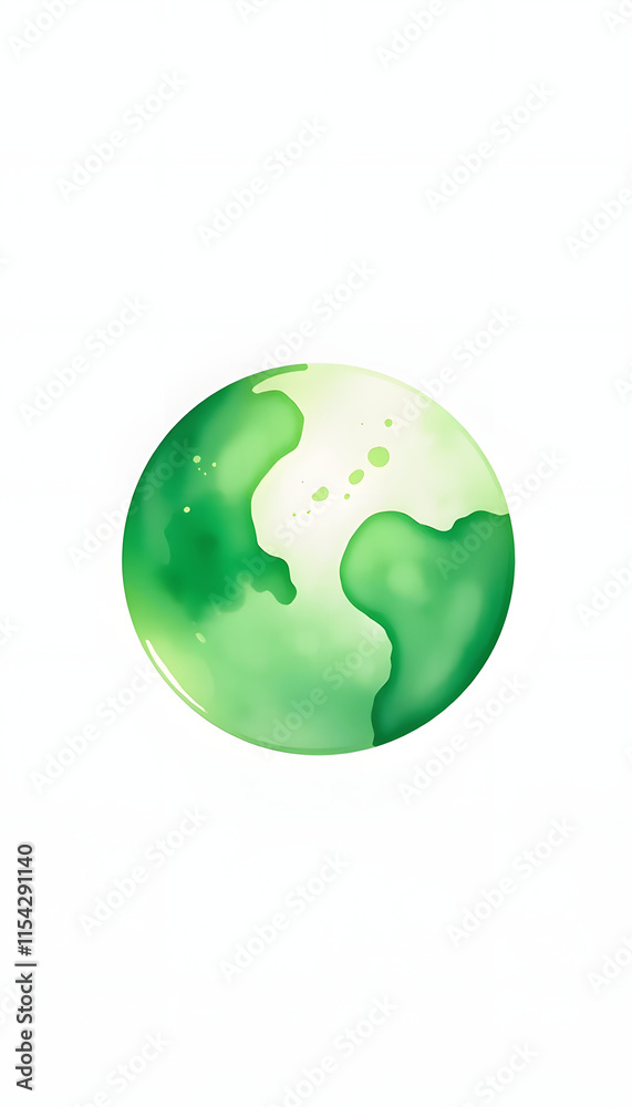 Green earth watercolor art hand drawing. Green Earth icon for environment concept. Transparent png background, Diffused lighting, with white tones Green earth watercolor art hand drawing. Green Earth icon for environment concept. Transparent png background, Diffused lighting, with white tones