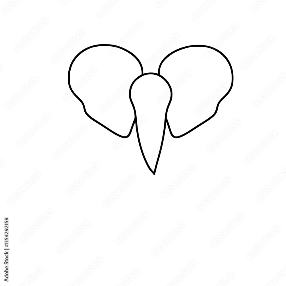 Minimalist elephant outline art on light background Minimalist elephant outline art on light background