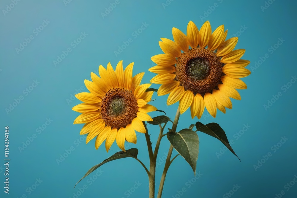 there are two sunflowers that are in a vase on a table there are two sunflowers that are in a vase on a table
