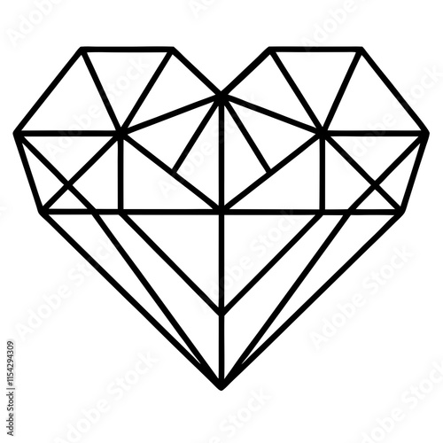 Geometric Heart, Diamond, Love, Crystal, Lines, Abstract, Art, Design, Shape, Symbol