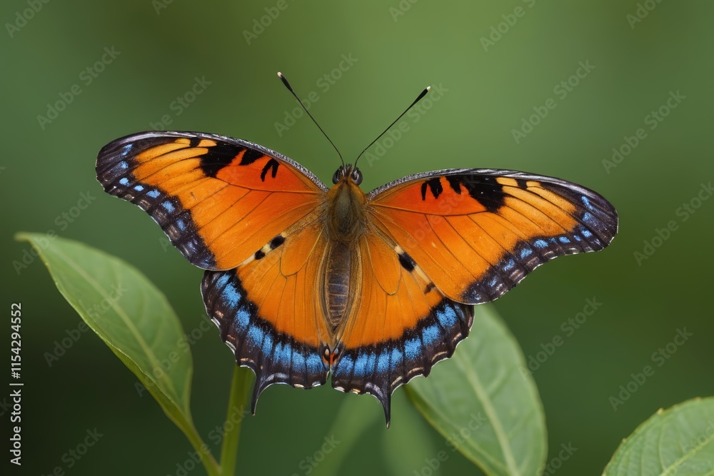 Fototapeta premium there is a butterfly that is sitting on a leaf