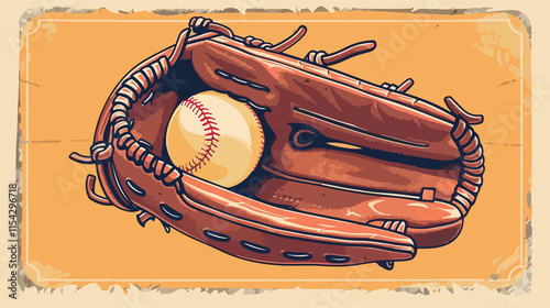 Baseball Gloves with Ball Vector Illustration