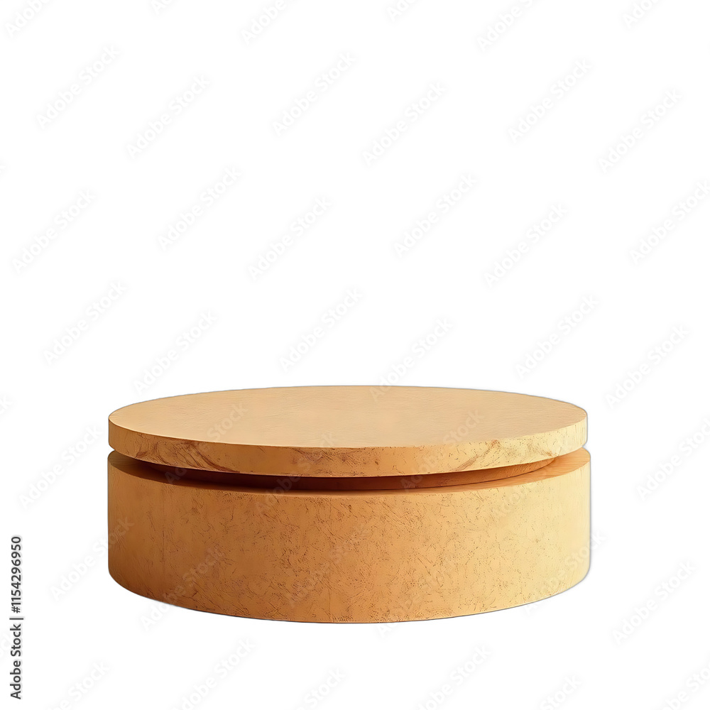 Beige Round Wooden Display Stand Minimalist Design Studio Mockup Beige Round Wooden Display Stand Minimalist Design Studio Mockup