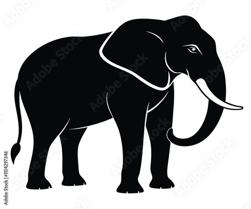 Standing Elephant Side Profile Minimalist Image