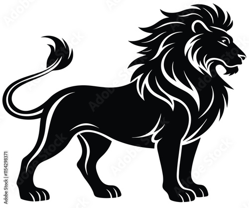 Majestic Lion Profile, Minimalist Black Art