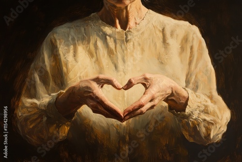 A Close-Up of a Person's Hands Forming a Heart Shape in an Artistic Representation, Symbolizing Love, Compassion, and Connection Against a Dark Background
