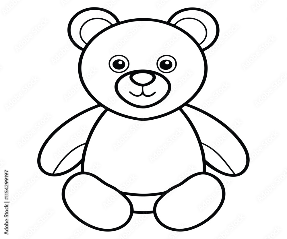 Obraz premium Cute Blackline Teddy Bear Vector Illustration