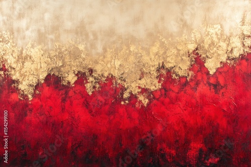 Abstract Wall Art Featuring Rich Red and Gold Textures, Evoking Warmth and Elegance for Modern Home Decor and Artistic Spaces