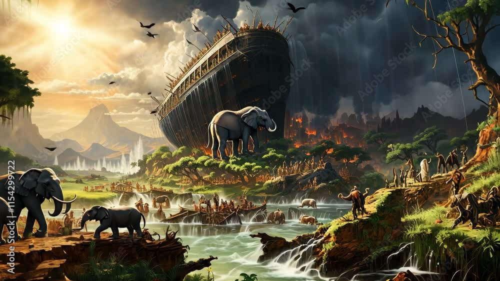 Noah's Ark brings animals together under divine guidance