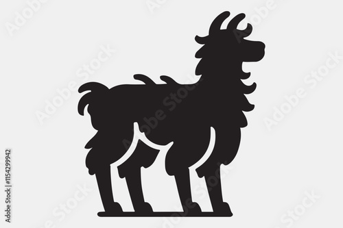 A solid black silhouette of a llama.