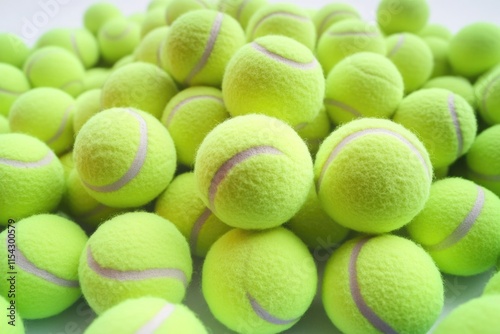 A stack of tennis balls piled high