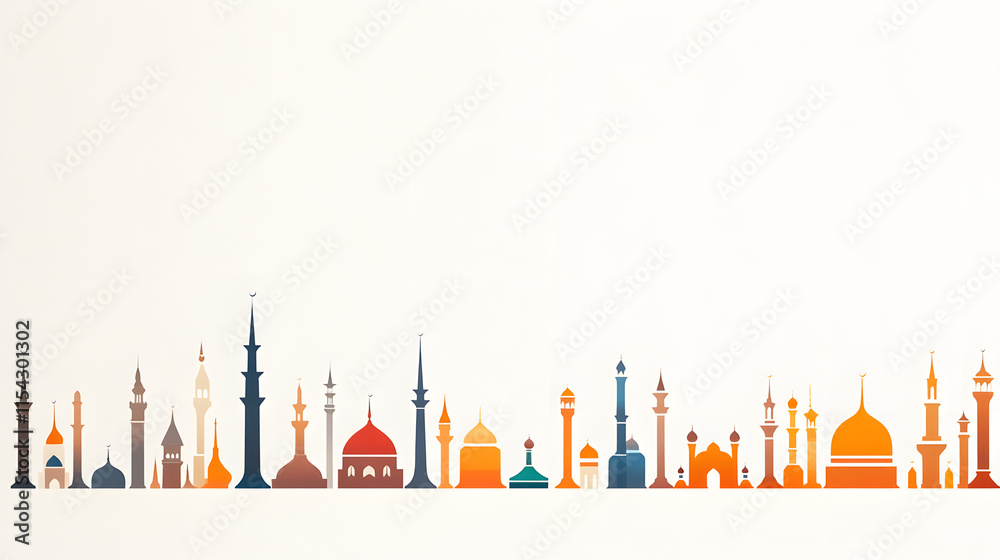 Decorative domes of mosques with intricate patterns and bright colors, symbolizing the spiritual and architectural beauty of Islamic culture. The image captures the grand architecture of mosque domes Decorative domes of mosques with intricate patterns and bright colors, symbolizing the spiritual and architectural beauty of Islamic culture. The image captures the grand architecture of mosque domes