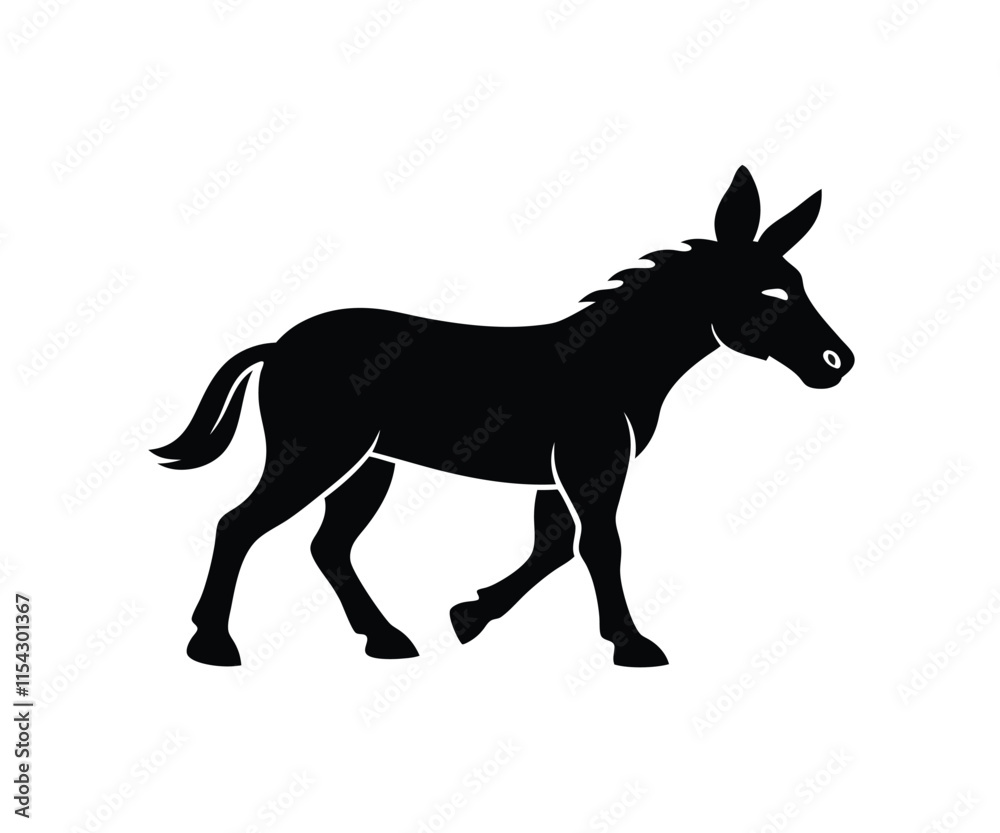 Fototapeta premium Walking Donkey Silhouette Minimalist Vector Art