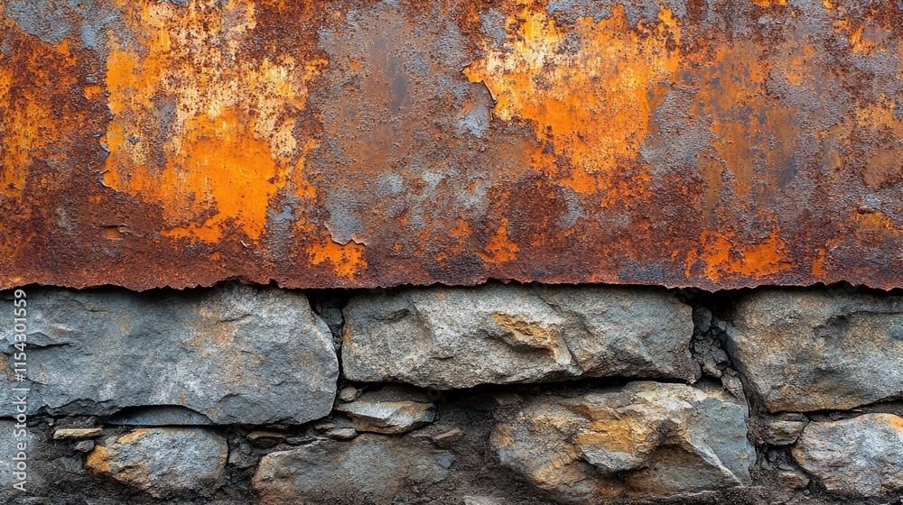 Rust-covered metal surface with scattered rocks, suitable for industrial or post-apocalyptic themed projects Rust-covered metal surface with scattered rocks, suitable for industrial or post-apocalyptic themed projects