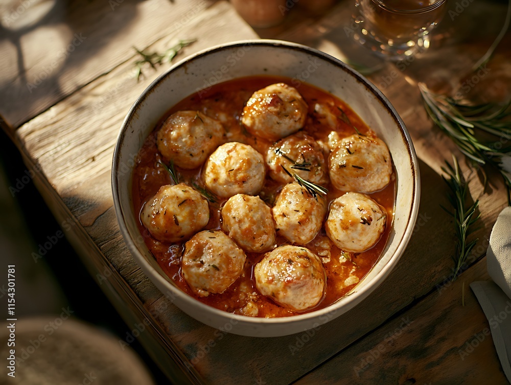 Deliciously Golden Meatballs Simmered in Rich Sauce: Close-Up Photo. AI Generated Deliciously Golden Meatballs Simmered in Rich Sauce: Close-Up Photo. AI Generated
