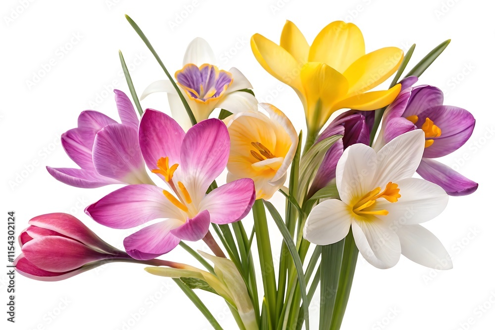 Naklejka premium Spring Flowers on white background