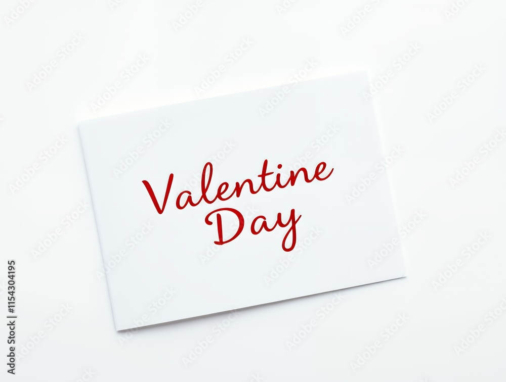 Red Valentine Day Text On White Card Simple Background Red Valentine Day Text On White Card Simple Background