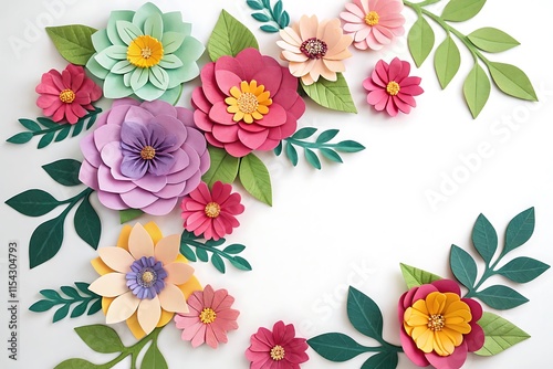 Paper quilling colorful paper flowers. and Copy space.