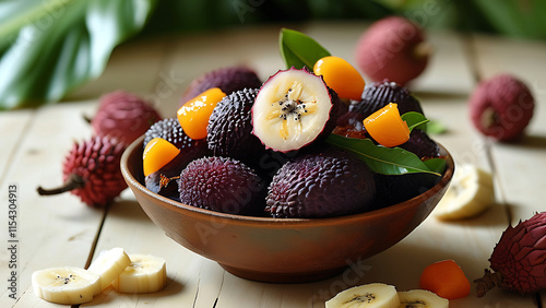 Exotic fruits in a bowl photo