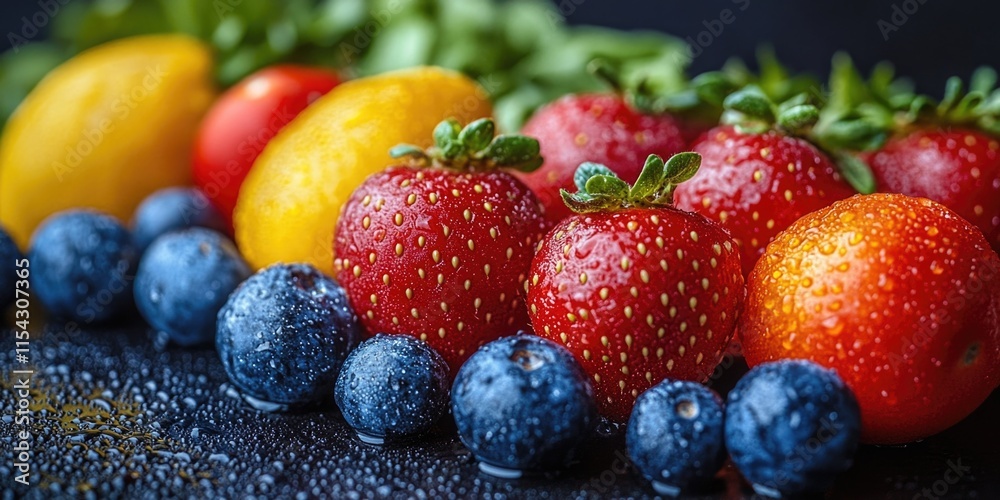 Close-up shot of assorted fruits arranged on a table Close-up shot of assorted fruits arranged on a table