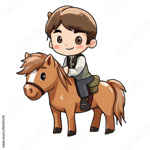 Pony Rider Clipart PNG - Adorable Cartoon Style Illustration

