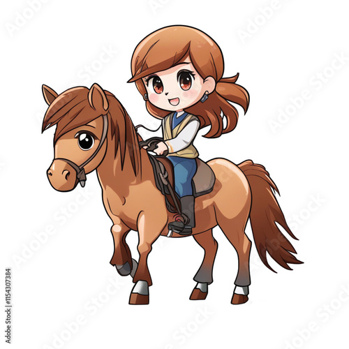 Pony Rider Clipart PNG - Adorable Cartoon Style Illustration

