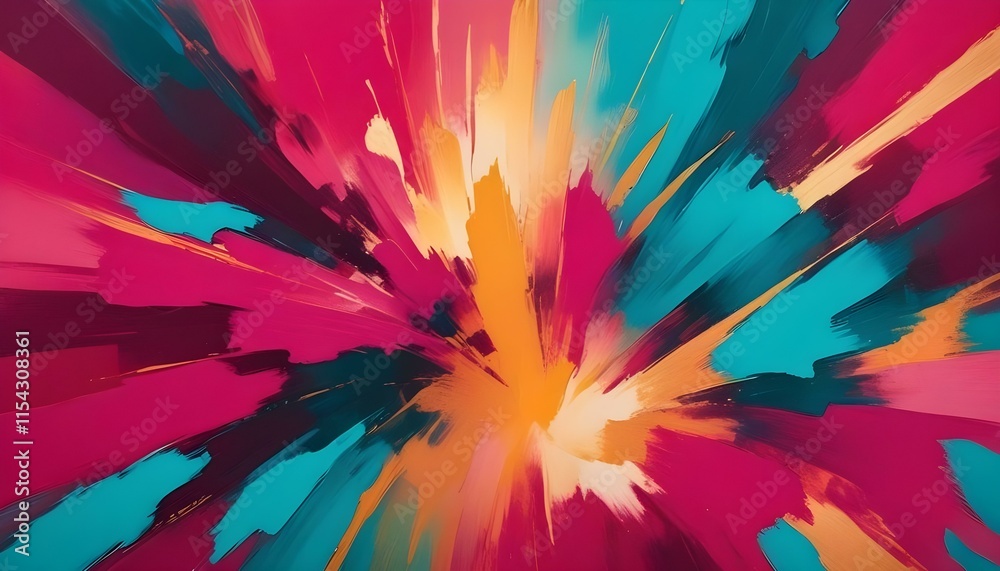 Obraz premium Una pintura abstracta vibrante con pinceladas arremolinadas de tonos rosados, azules y amarillos que crean una composición etérea y onírica