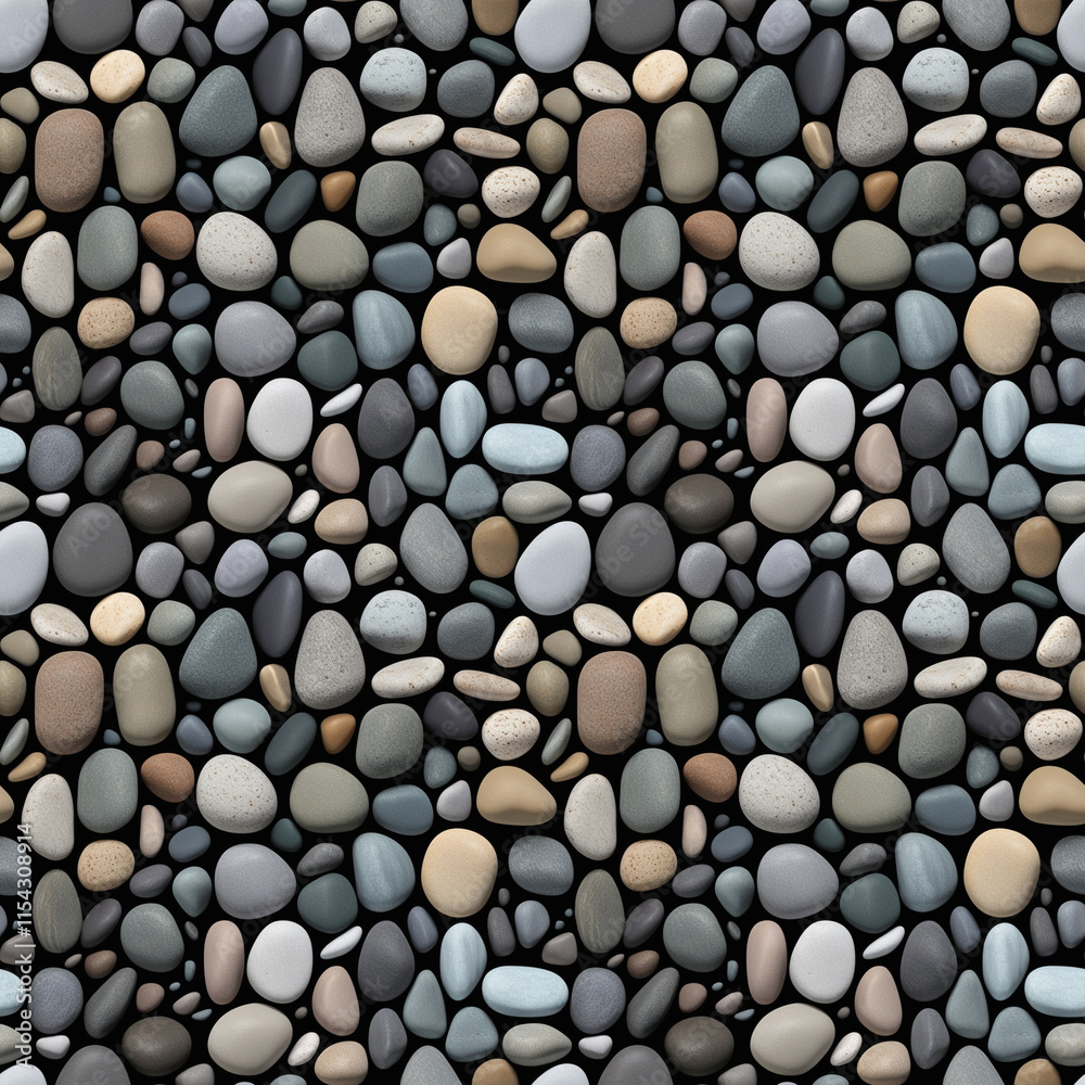 Seamless pattern of smooth pebbles in various natural colors on dark background Seamless pattern of smooth pebbles in various natural colors on dark background