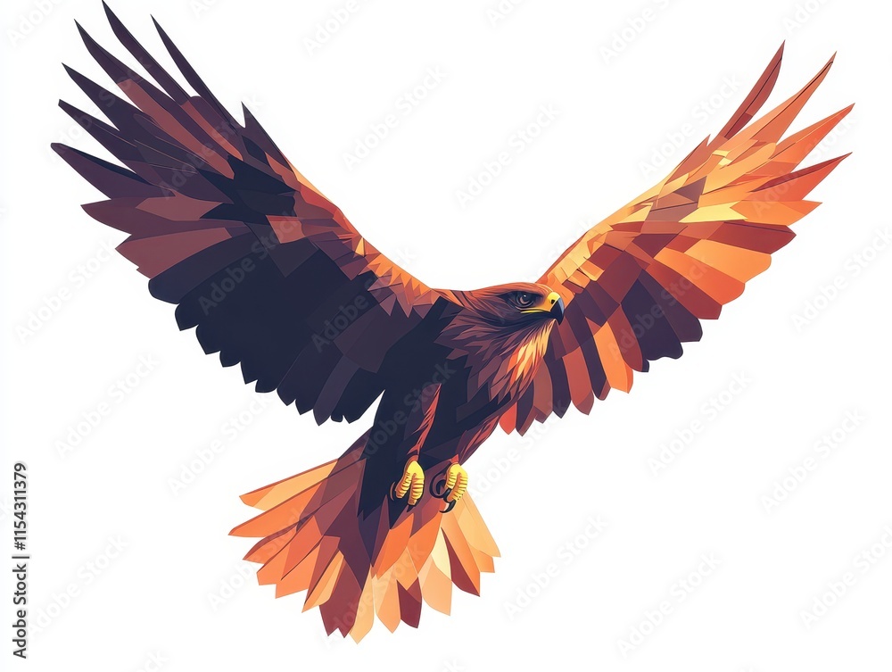 Fototapeta premium A stylized illustration of a soaring eagle with vibrant, angular wings.