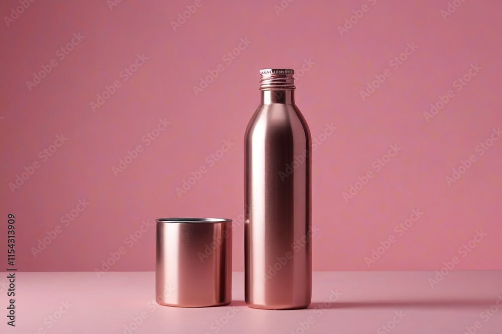 a close up of a bottle and a cup on a table a close up of a bottle and a cup on a table