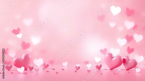 A soft pink and white gradient background with abstract heart shapes and glowing light effects, perfect for Valentine's Day cards, romantic invitations, and social media posts. 