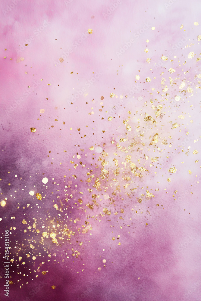Fototapeta premium An abstract design featuring a blend of soft pink colors accented by shimmering gold flecks creates a captivating artistic effect. This vibrant background conveys creativity and inspiration