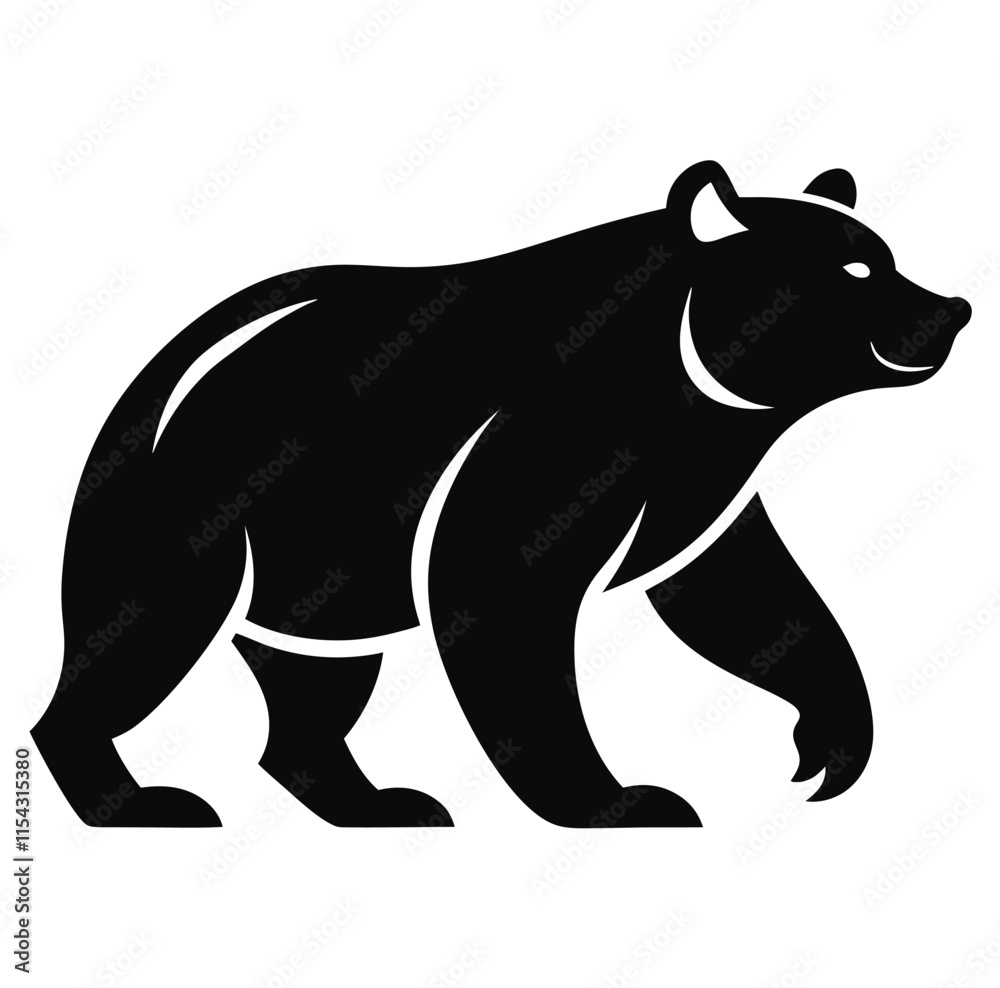 Walking Bear Minimalist Black Silhouette EPS Walking Bear Minimalist Black Silhouette EPS