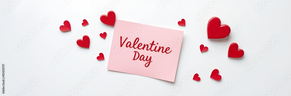 Red Hearts Valentine Day Note Minimalist White Background Red Hearts Valentine Day Note Minimalist White Background