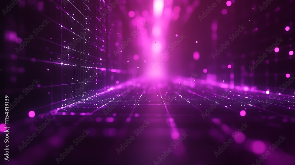 Fototapeta premium Vibrant Purple Digital Art: Glowing Abstract Pathway Illustration. AI Generated