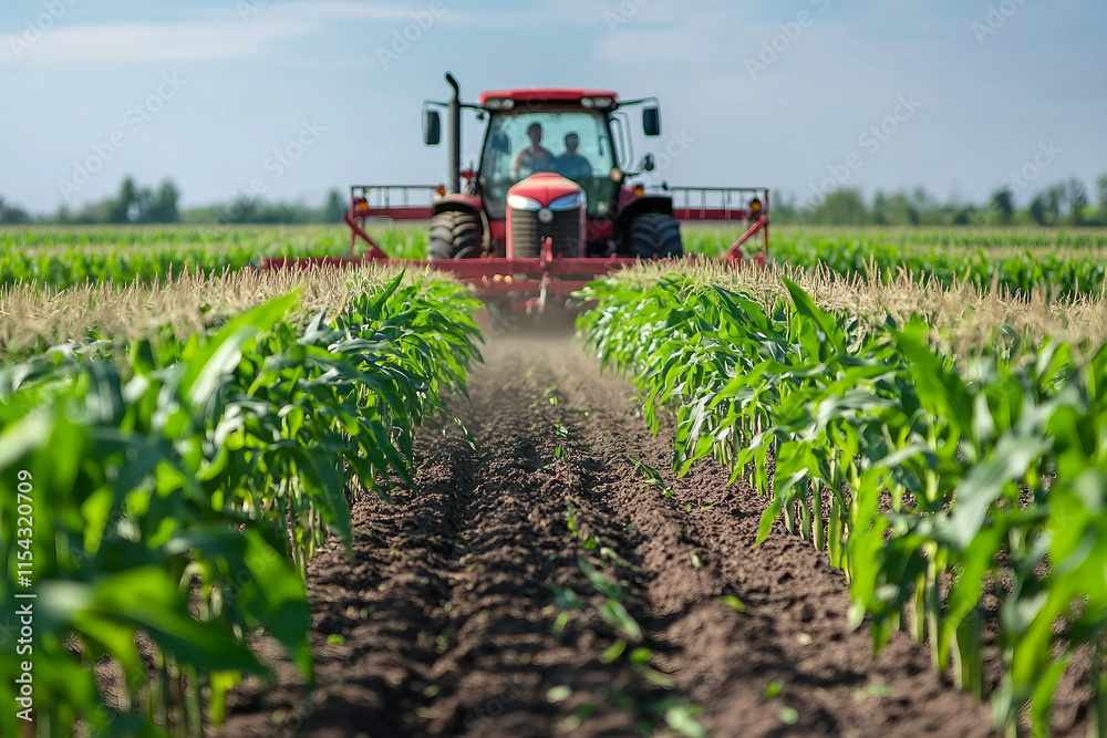 Obraz premium Tractor for agriculture in the field Generative AI
