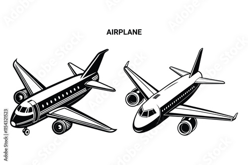 Customizable Airplane Vector Silhouette. Ideal for Travel, Aviation, and Transportation Applications