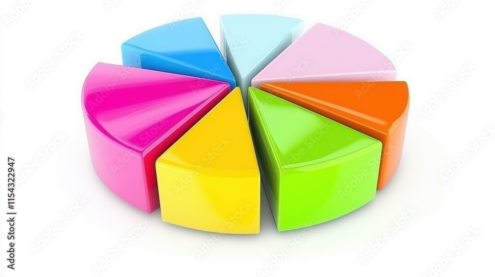 Obraz premium Colorful pie chart segments representing data visualization and analysis.