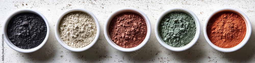 Cosmetic clay powder set, isolated on white, Generative AI