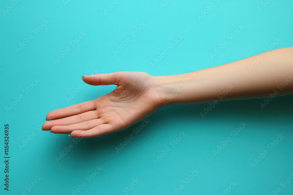 Hand reaching for object on blue background. Hand reaching for object on blue background.