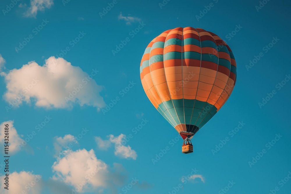Naklejka premium Colorful hot air balloon adventure in the sky outdoor aerial view vibrant experience