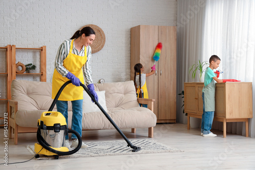 Cute little children helpin...